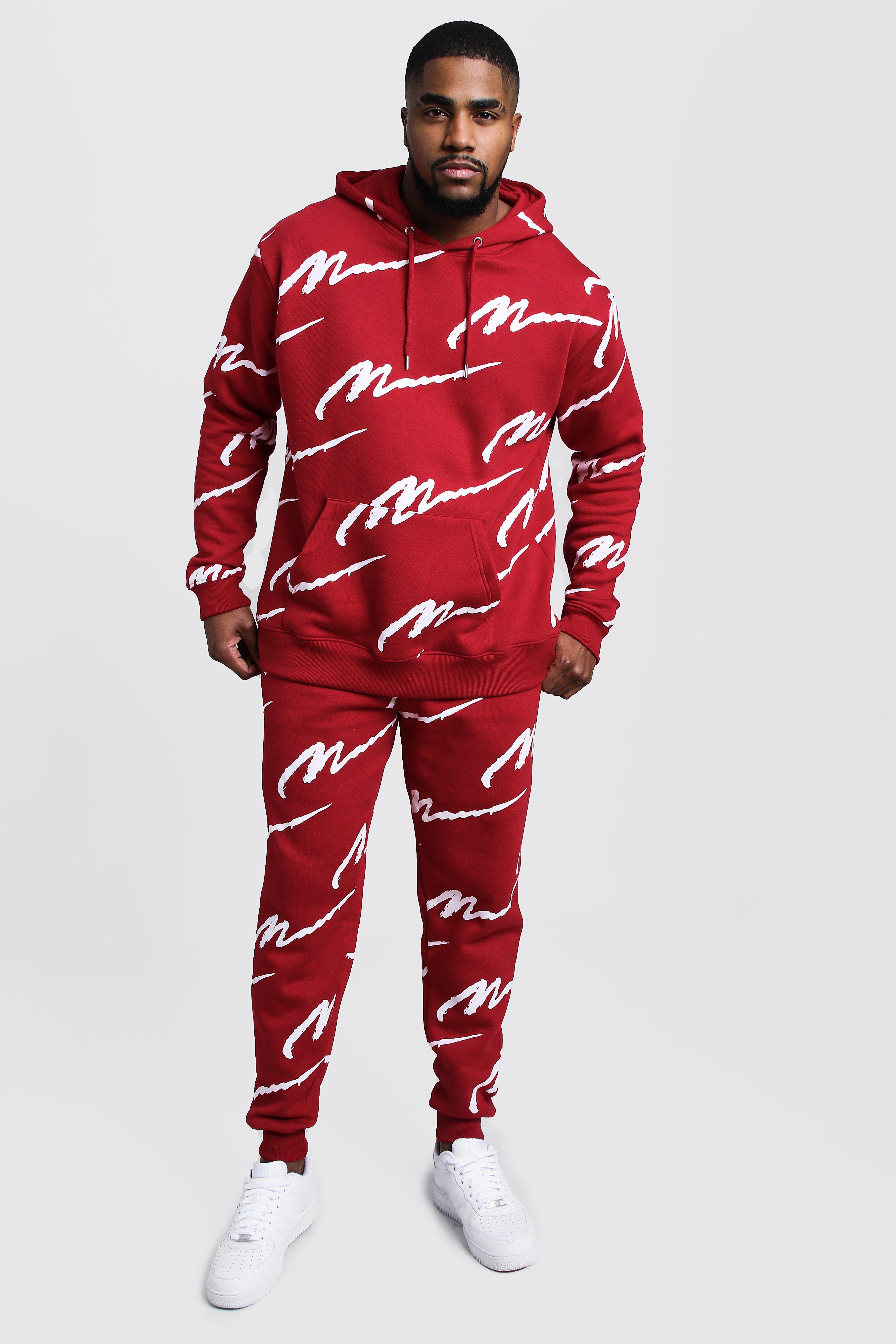 boohoo mens red tracksuit